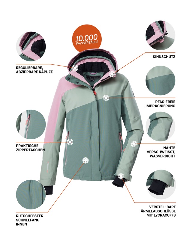 Killtec Skijacke »KSW 26 WMN SKI JCKT« Wind- und wasserdichte Skijacke, atmungsaktiv, viele Taschen
