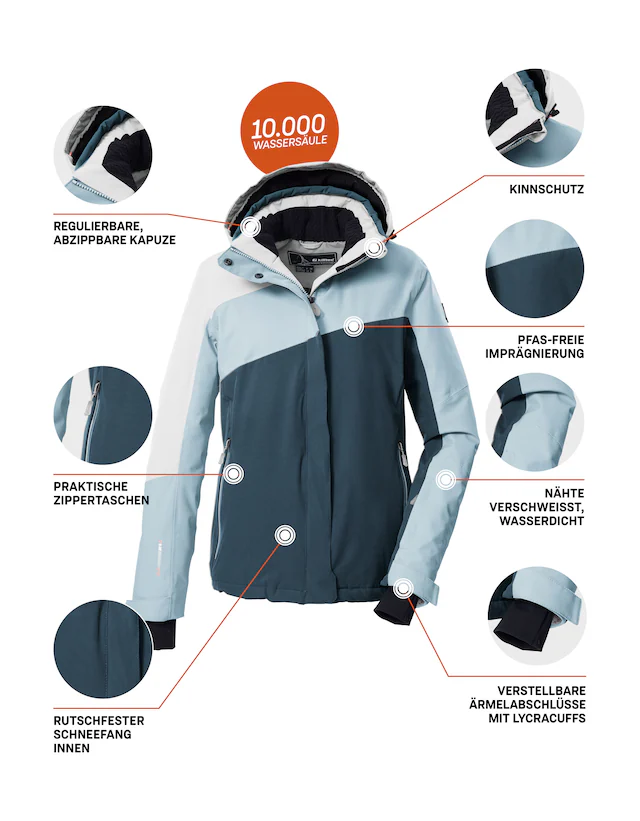 Killtec Skijacke »KSW 26 WMN SKI JCKT« Wind- und wasserdichte Skijacke, atmungsaktiv, viele Taschen