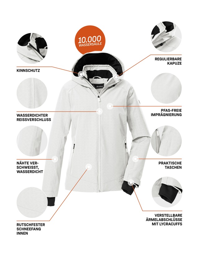 Killtec Skijacke »KSW 33 WMN SKI JCKT« Damen Skijacke: wasserdicht, atmungsaktiv, viele Taschen