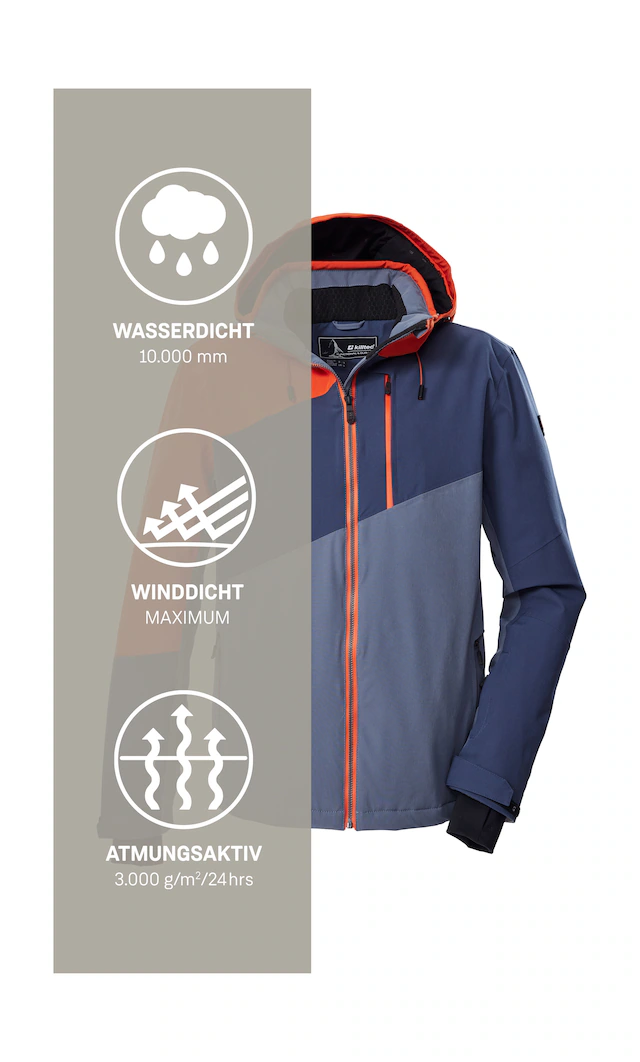 Killtec Skijacke »KSW 32 MN SKI JCKT« Wasserdichte, atmungsaktive Skijacke mit abnehmbarer Kapuze