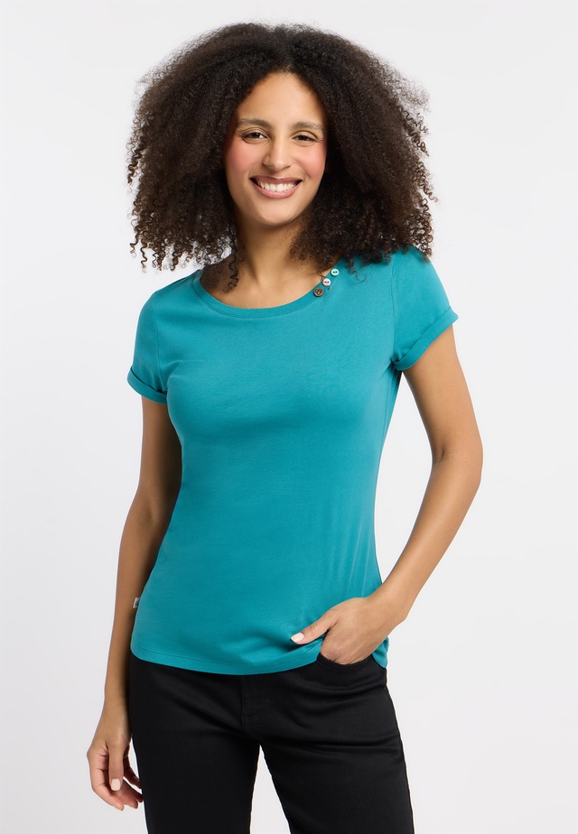 Ragwear Kurzarmshirt »FLLORAH GOTS« mit markentypischen 3-Knöpfen am Rundhals-Ausschnitt