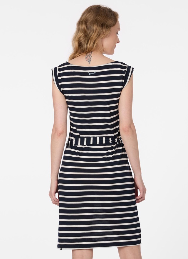 Ragwear Minikleid »TAGG STRIPES« 2 tlg. Eingrifftaschen Fließende Viskosemischung mit Streifen und Bindeband