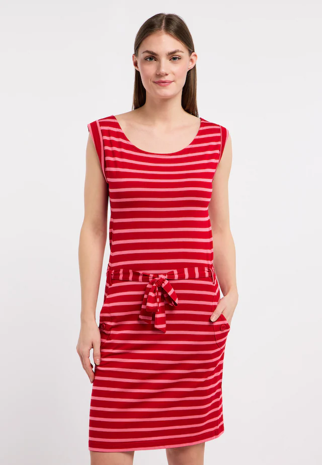Ragwear Minikleid »TAGG STRIPES« 2 tlg. Eingrifftaschen Fließende Viskosemischung mit Streifen und Bindeband