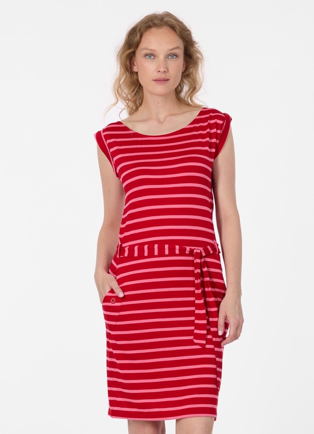 Ragwear Minikleid »TAGG STRIPES« 2 tlg. Eingrifftaschen Fließende Viskosemischung mit Streifen und Bindeband