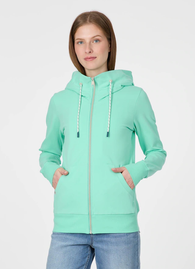 Ragwear Sweatjacke »NESKIA ZIP B« Dünne Baumwollmischung, innen brushed mit Stickerei auf der Kapuze