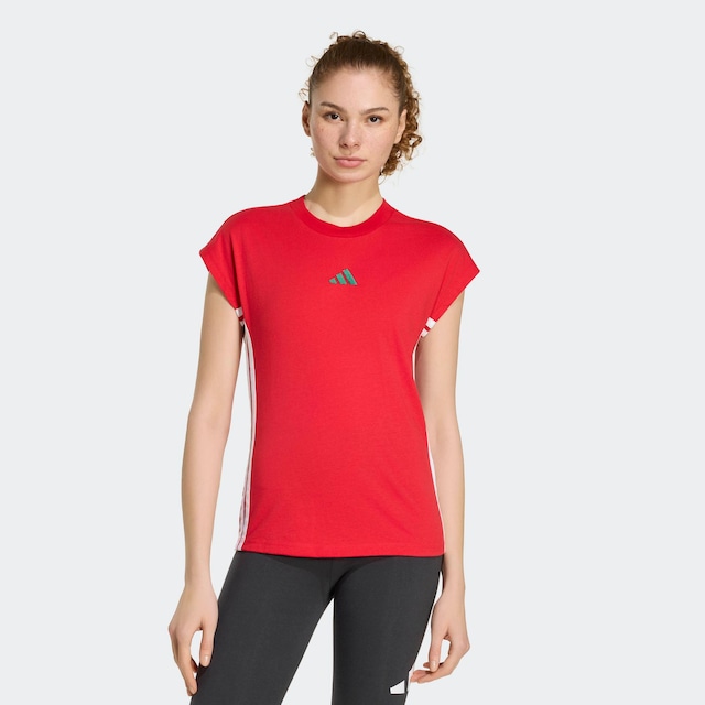 adidas Sportswear T-Shirt »ESSENTIALS 3-STREIFEN SINGLE JERSEY« sportlicher Stil, in normaler Länge, mit Rundhalsausschnitt