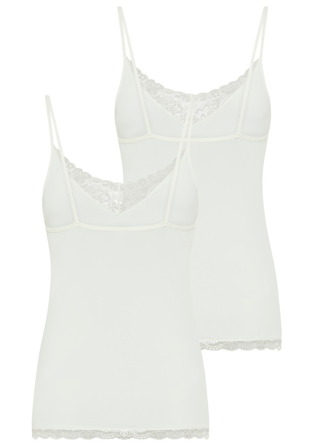 YSABEL MORA Spaghettitop elastisch, Spitzeneinsatz, schmale Träger, femininer Stil