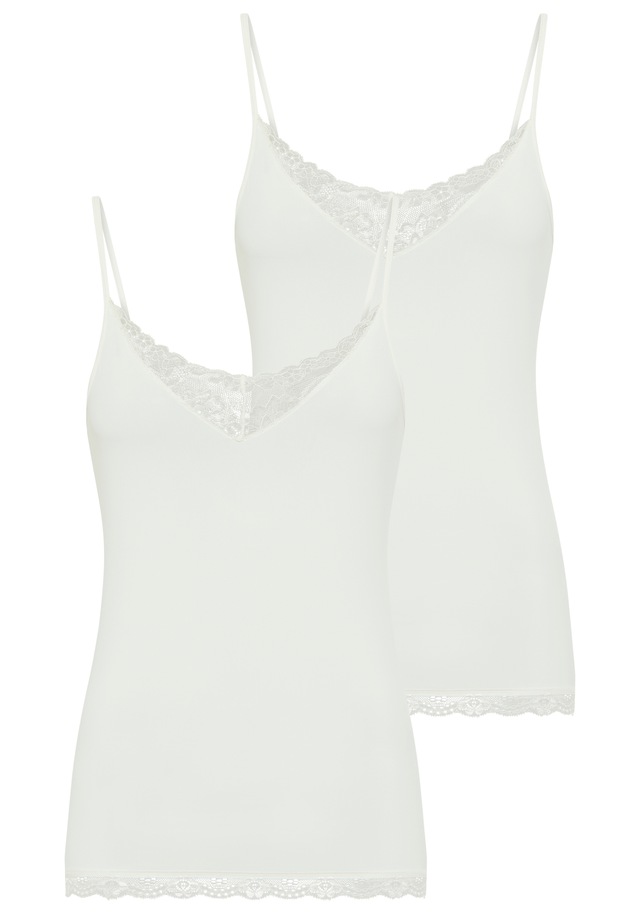 YSABEL MORA Spaghettitop elastisch, Spitzeneinsatz, schmale Träger, femininer Stil