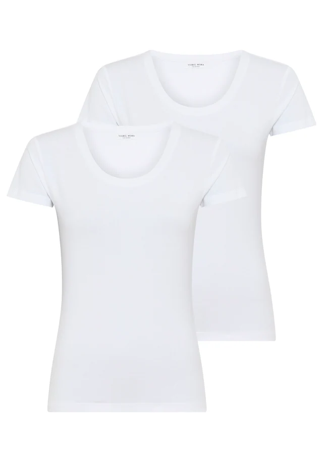 YSABEL MORA Kurzarmshirt mit Rundhals, elastisch, Baumwollmix, weich, Basic
