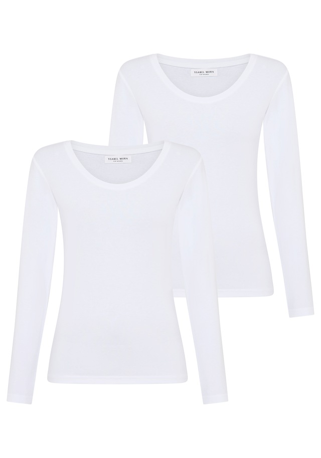 YSABEL MORA Langarmshirt Rundhals-Ausschnitt, weich, Baumwollmix, elastisch