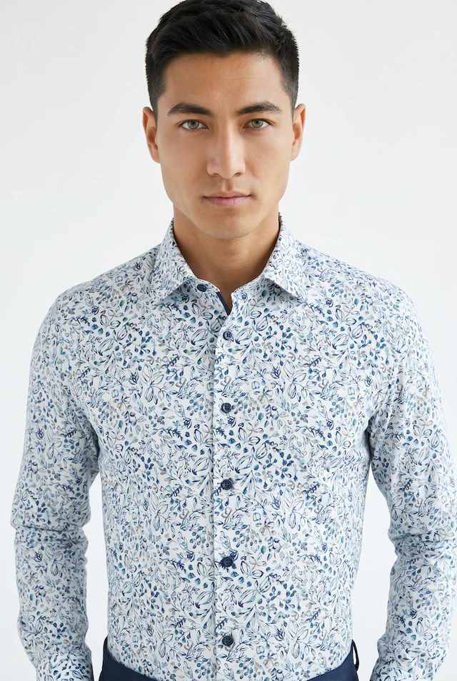 MARVELIS Langarmhemd New York Kentkragen, floraler Print, body fit