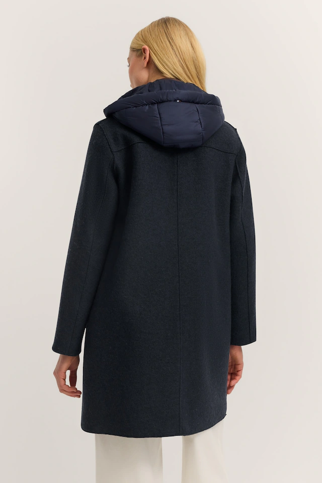 bugatti Wollmantel »Modern Fit« mit Kapuze & herausnehmbarer Weste