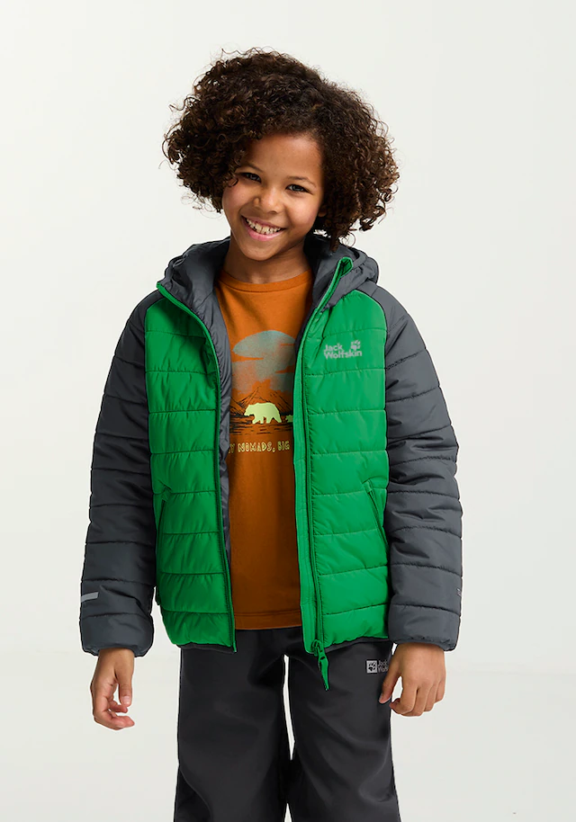 Jack Wolfskin Outdoorjacke »ZENON JKT KIDS« mit Kapuze für Kinder, im Puffer-Design, wasserabweisend, winddicht, mit Kapuze