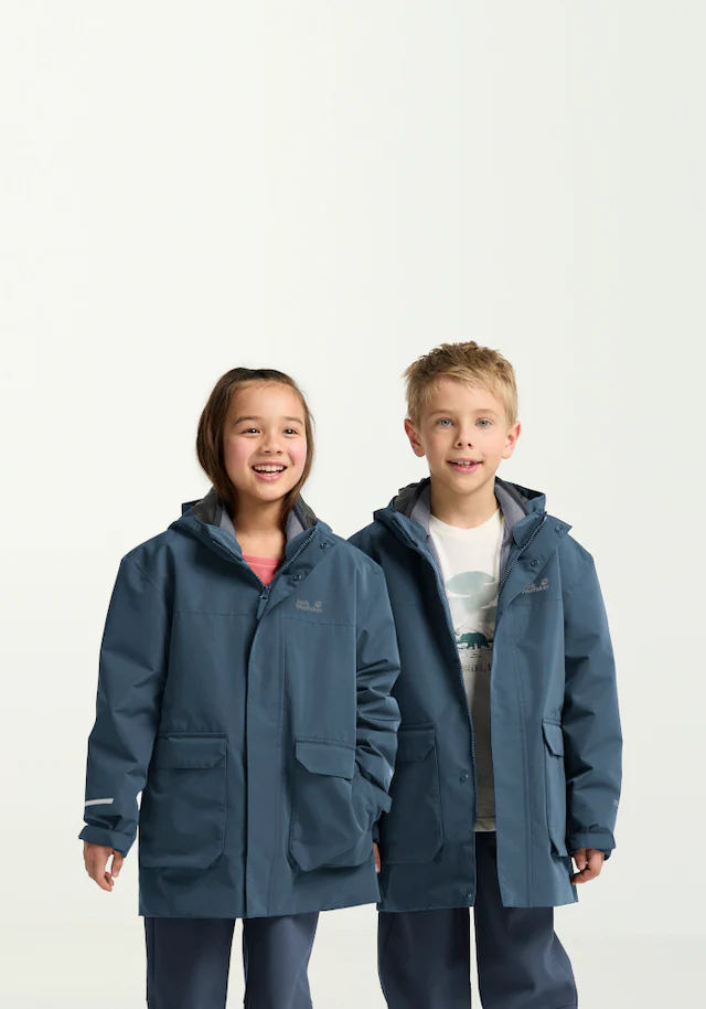 Jack Wolfskin 3-in-1-Funktionsjacke »3IN1 CANVEY KIDS« mit Kapuze für Kinder, mit Kapuze, wasserdicht, winddicht, wärmend, atmungsaktiv