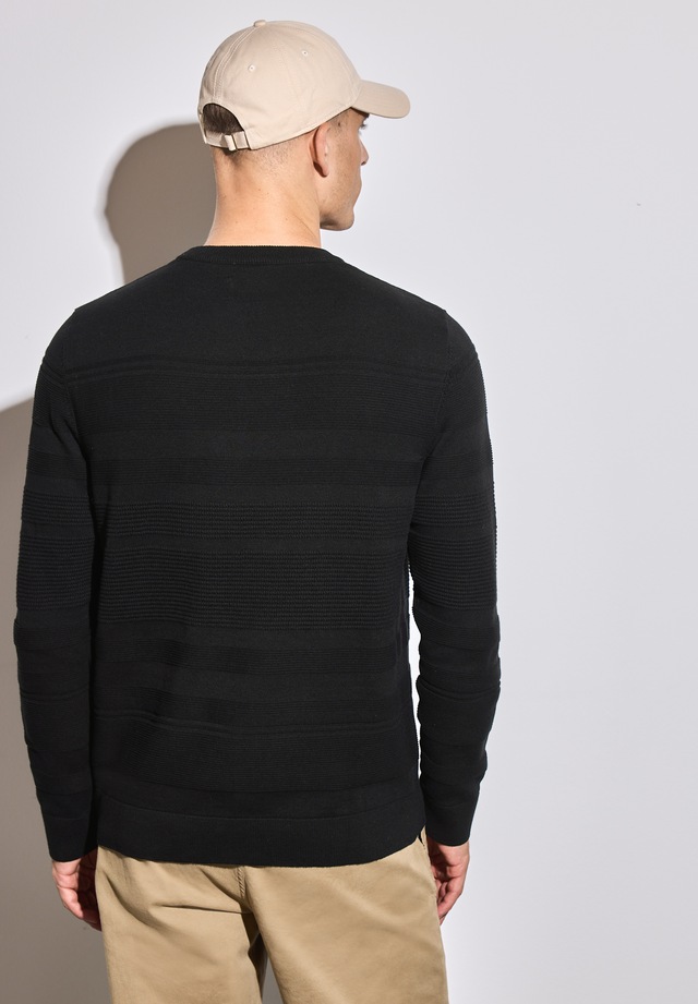 STREET ONE MEN Rundhalspullover aus reiner Baumwolle