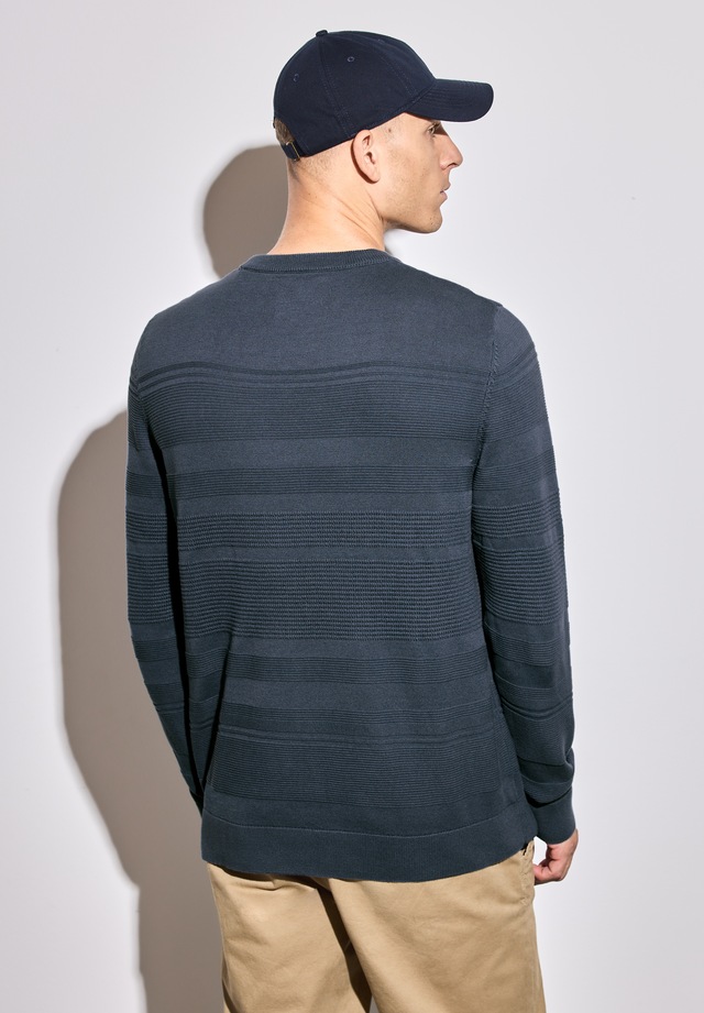 STREET ONE MEN Rundhalspullover aus reiner Baumwolle