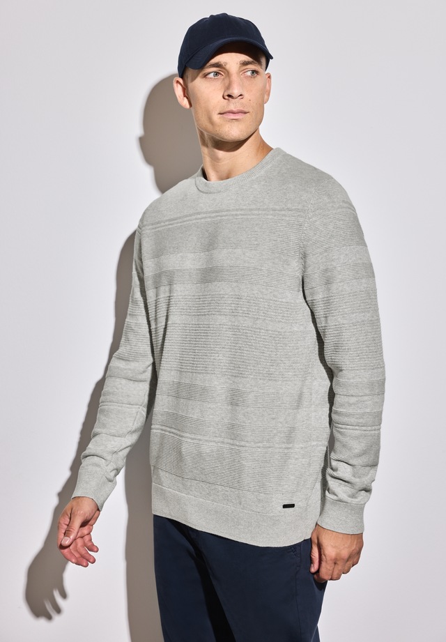 STREET ONE MEN Rundhalspullover aus reiner Baumwolle