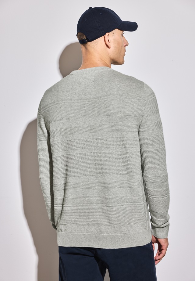 STREET ONE MEN Rundhalspullover aus reiner Baumwolle