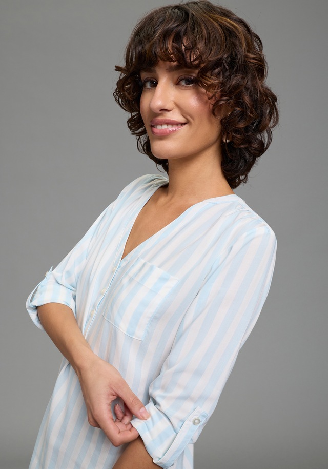 Laura Scott Schlupfbluse gestreifte Langarmbluse, leicht transparent, V-Ausschnitt