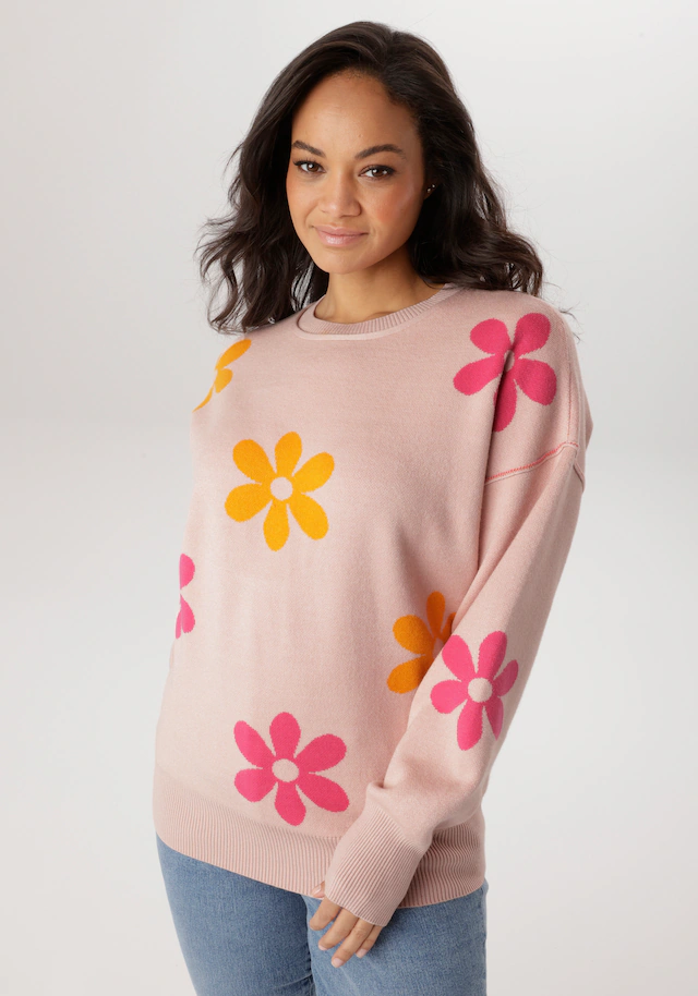 Aniston PLUS Strickpullover mit eingestricktem Blumenmuster