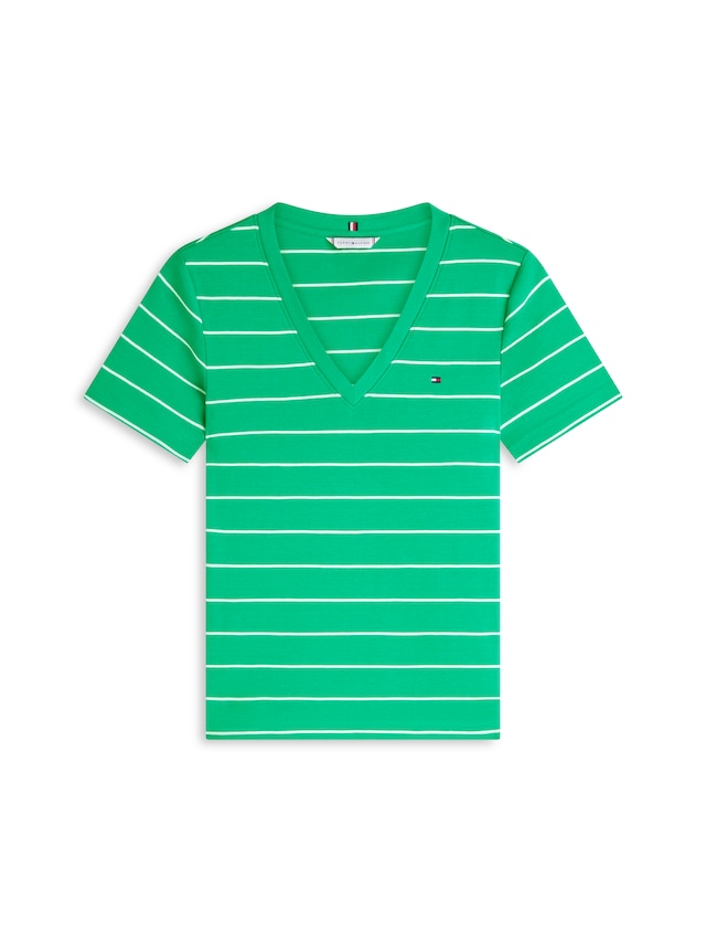 Tommy Hilfiger T-Shirt »SLIM CODY V-NECK SHORT SLEEVE« aus Baumwolle, Logostickerei, gestreift
