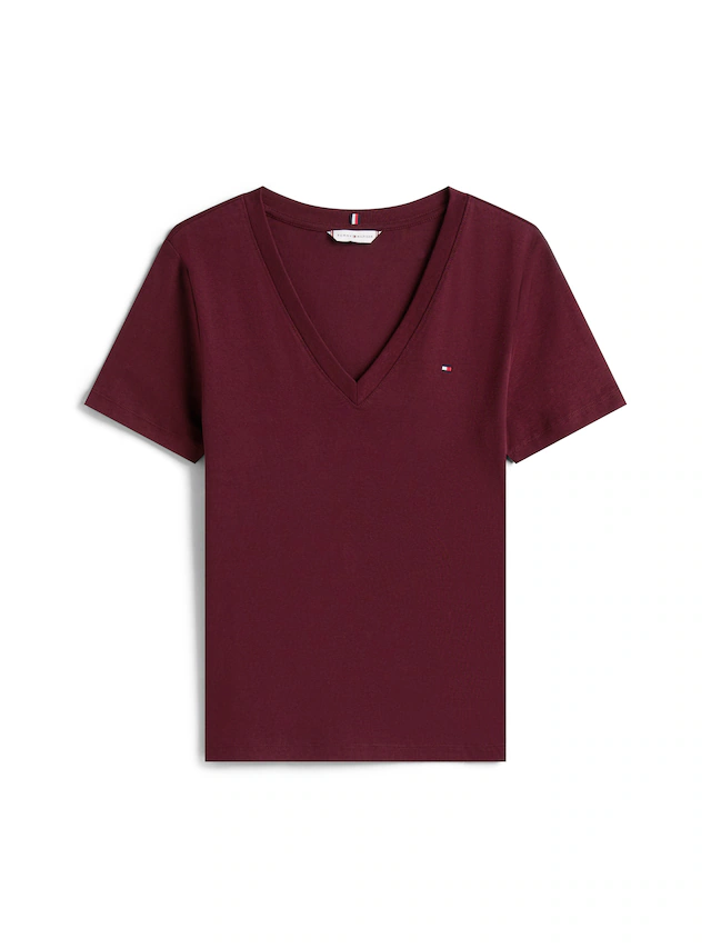 Tommy Hilfiger T-Shirt »SLIM CODY V-NECK SHORT SLEEVE« aus Baumwolle, Logostickerei, gestreift