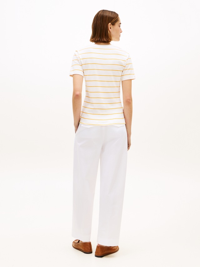 Tommy Hilfiger T-Shirt »SLIM CODY V-NECK SHORT SLEEVE« aus Baumwolle, Logostickerei, gestreift