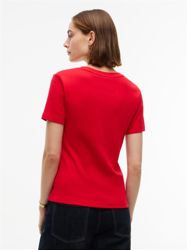 Tommy Hilfiger T-Shirt »SLIM CODY V-NECK SHORT SLEEVE« aus Baumwolle, Logostickerei, gestreift