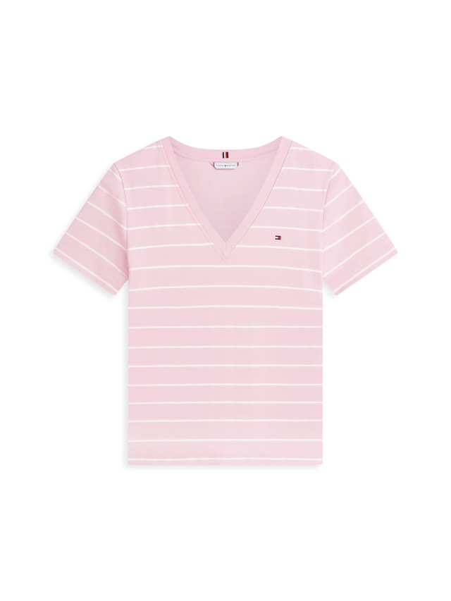 Tommy Hilfiger T-Shirt »SLIM CODY V-NECK SHORT SLEEVE« aus Baumwolle, Logostickerei, gestreift
