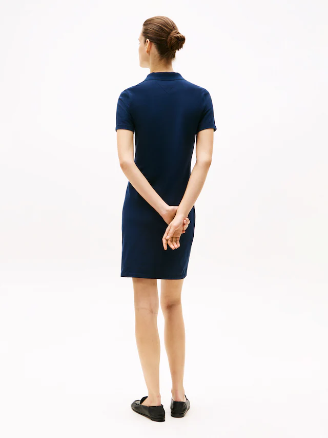 Tommy Hilfiger Polokleid »SLIM OPEN NK POLO DRESS SS« mit gestickter Tommy Hilfiger Flagge
