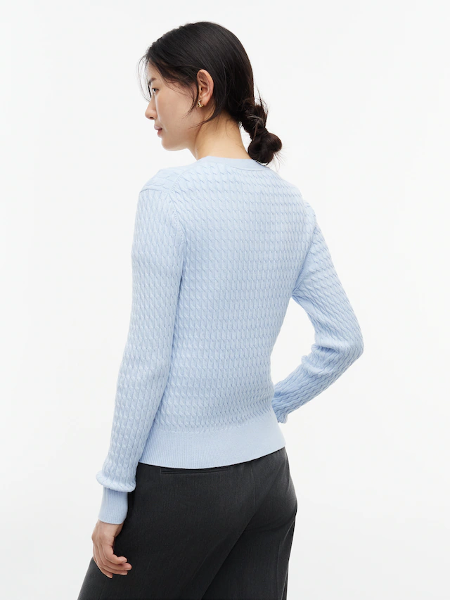 Tommy Hilfiger Rundhalspullover »CO CABLE C-NK LS SWEATER« Baumwolle, mit Zopfmuster, Regular Fit