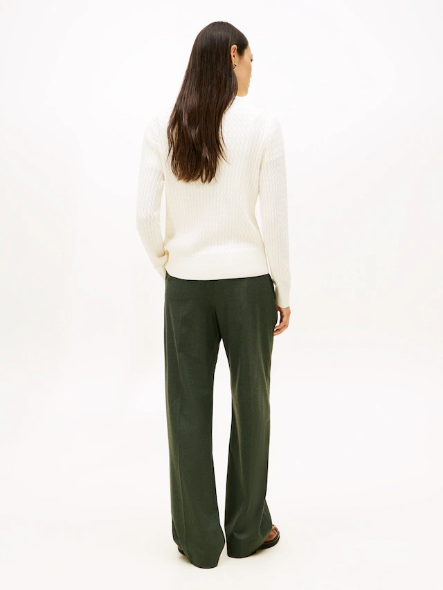 Tommy Hilfiger Rundhalspullover »CO CABLE C-NK LS SWEATER« Baumwolle, mit Zopfmuster, Regular Fit