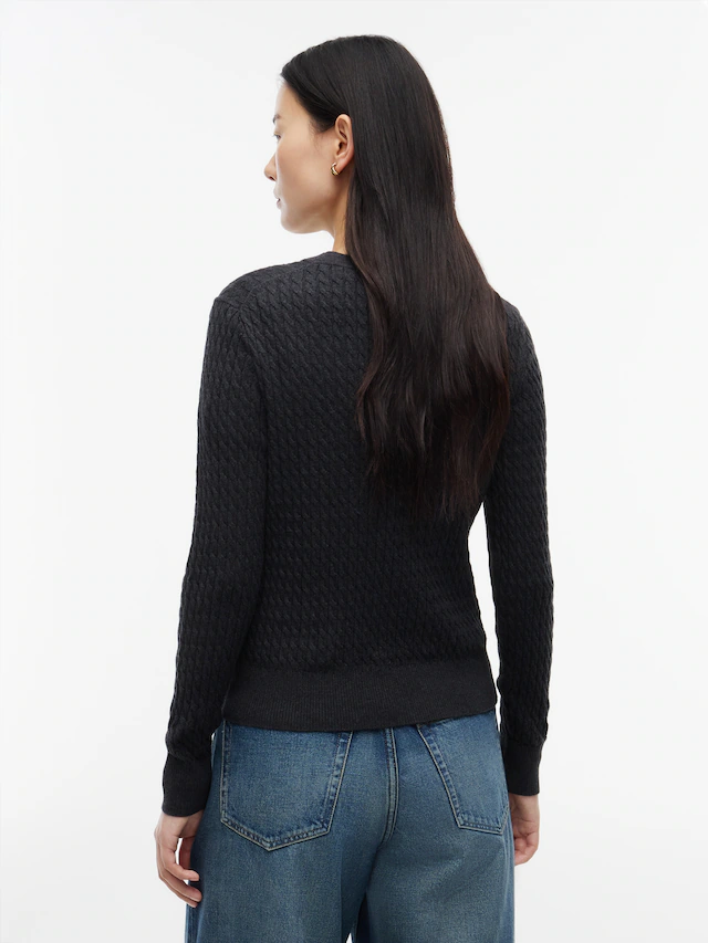 Tommy Hilfiger Rundhalspullover »CO CABLE C-NK LS SWEATER« Baumwolle, mit Zopfmuster, Regular Fit
