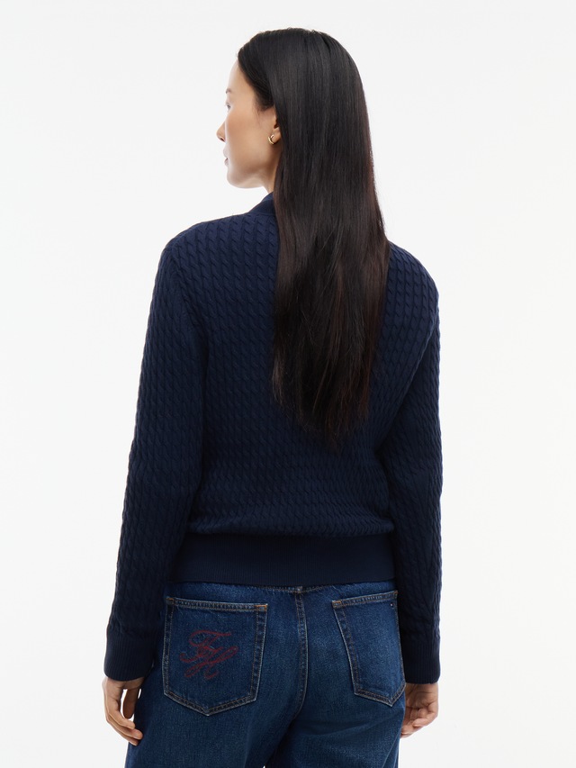 Tommy Hilfiger Rundhalspullover »CO CABLE C-NK LS SWEATER« Baumwolle, mit Zopfmuster, Regular Fit