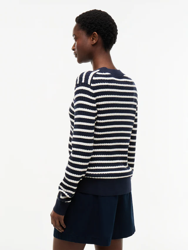 Tommy Hilfiger Rundhalspullover »CO CABLE C-NK LS SWEATER« Baumwolle, mit Zopfmuster, Regular Fit