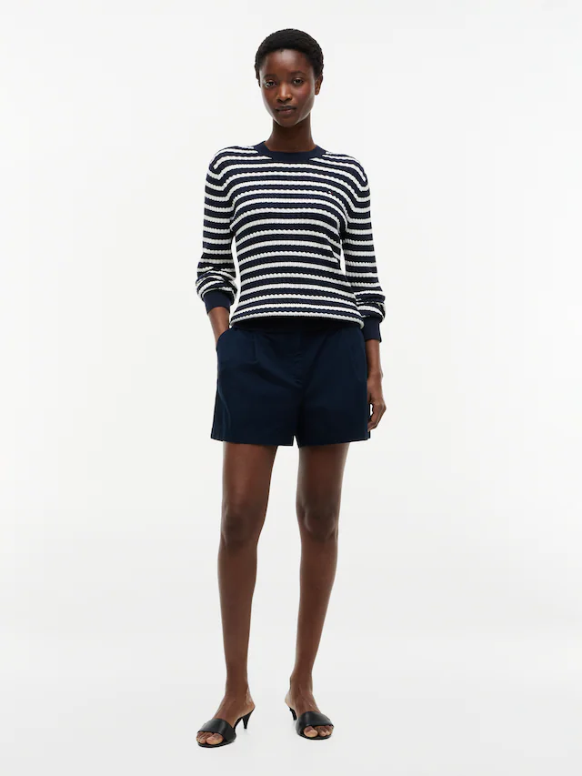 Tommy Hilfiger Rundhalspullover »CO CABLE C-NK LS SWEATER« Baumwolle, mit Zopfmuster, Regular Fit