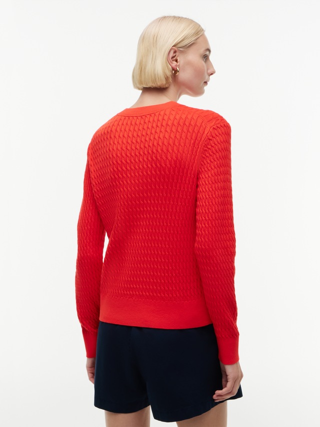 Tommy Hilfiger Rundhalspullover »CO CABLE C-NK LS SWEATER« Baumwolle, mit Zopfmuster, Regular Fit