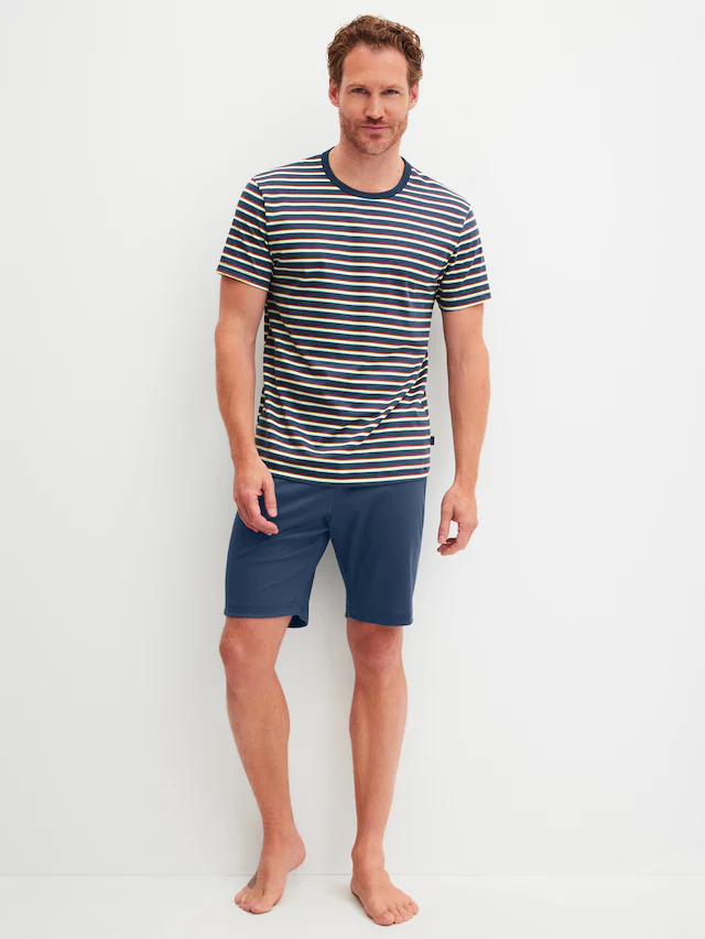 CALIDA Pyjama »Relax Streamline 1« 2 mit Rundhalsausschnitt und kurzem Arm, weich, Interlock Qualität