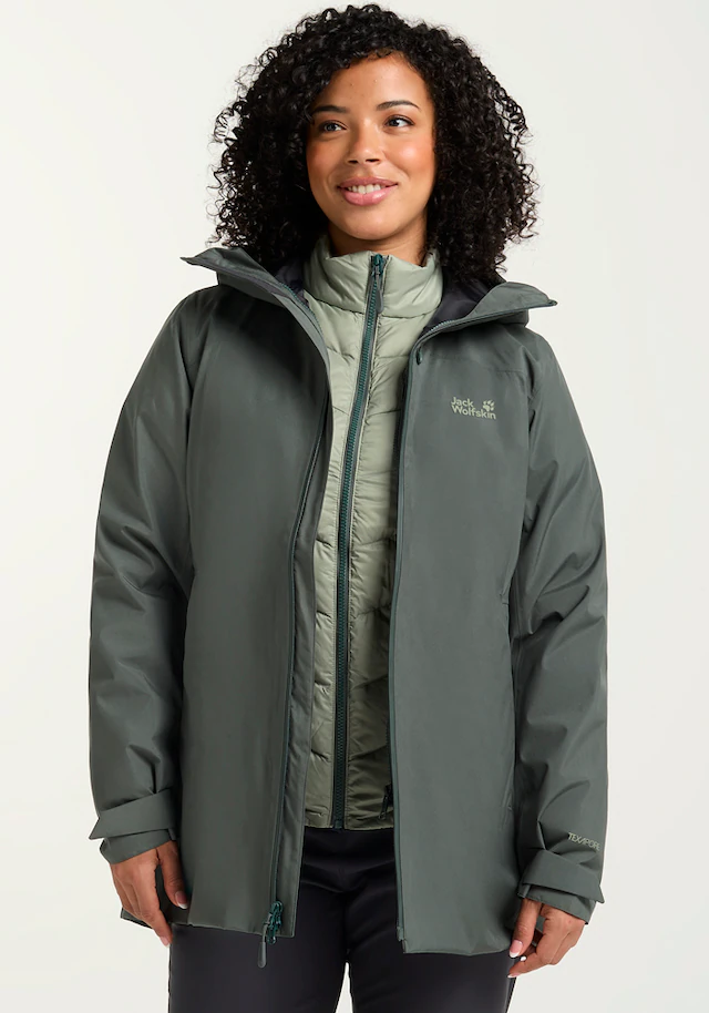 Jack Wolfskin 3-in-1-Funktionsjacke »ICECAPE 3IN1 DOWN JKT W RDS« mit Kapuze mit wasserdichten Reißverschlüssen
