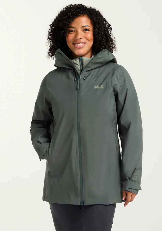 Jack Wolfskin 3-in-1-Funktionsjacke »ICECAPE 3IN1 DOWN JKT W RDS« mit Kapuze mit wasserdichten Reißverschlüssen