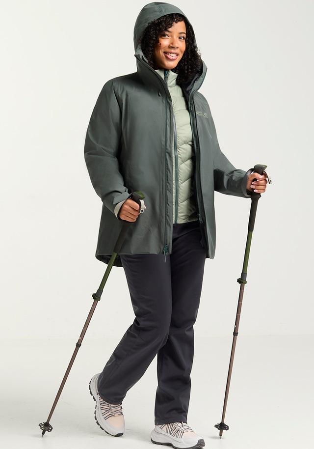 Jack Wolfskin 3-in-1-Funktionsjacke »ICECAPE 3IN1 DOWN JKT W RDS« mit Kapuze mit wasserdichten Reißverschlüssen