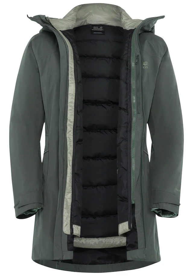 Jack Wolfskin 3-in-1-Funktionsjacke »ICECAPE 3IN1 DOWN JKT W RDS« mit Kapuze mit wasserdichten Reißverschlüssen