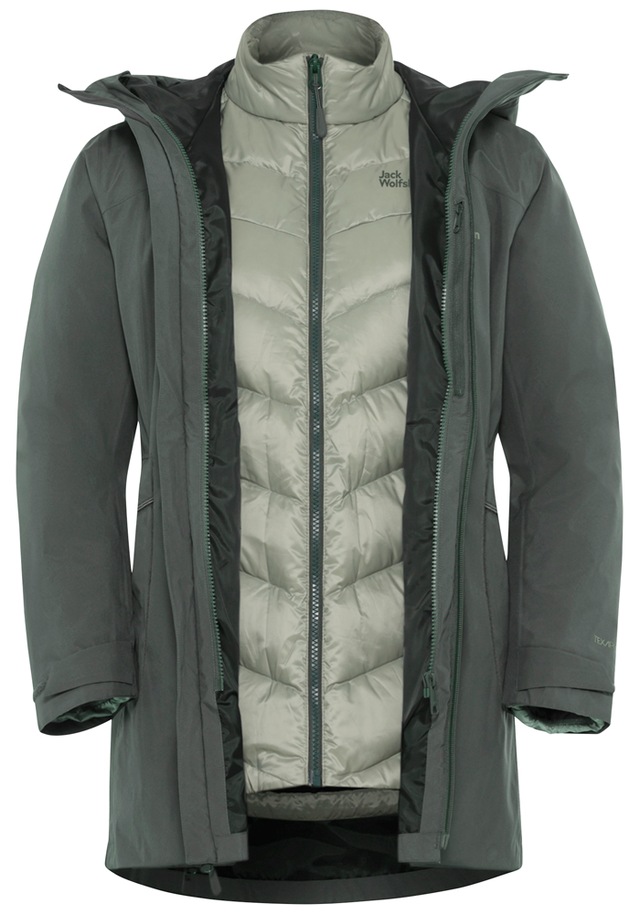 Jack Wolfskin 3-in-1-Funktionsjacke »ICECAPE 3IN1 DOWN JKT W RDS« mit Kapuze mit wasserdichten Reißverschlüssen