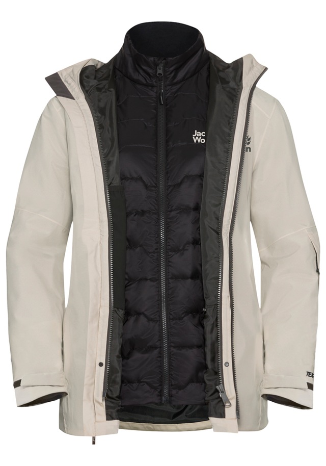 Jack Wolfskin Skijacke »FLOWLINE 3IN1 JKT W« mit Kapuze mit abnehmbarer Innenjacke, atmungsaktiv, wasserdicht, winddicht