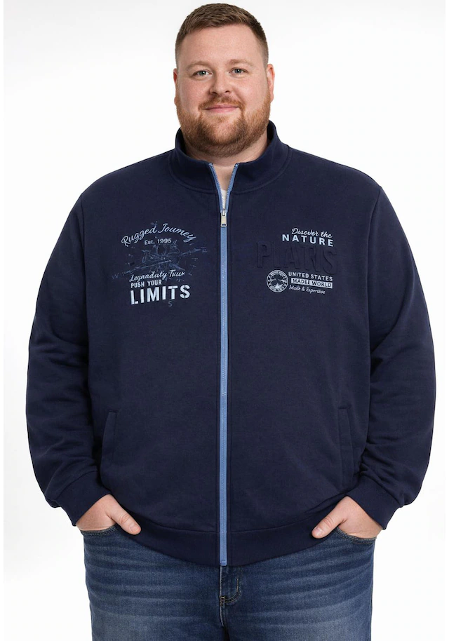 Man's World Plus Sweatjacke aus angerauter Sweatware, Regular Fit, Langarm-Design