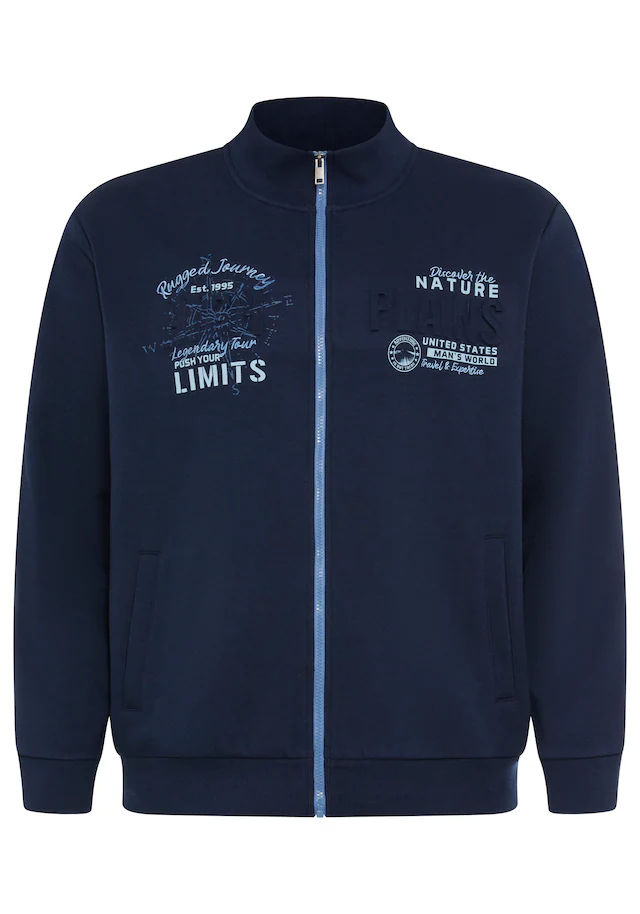 Man's World Plus Sweatjacke aus angerauter Sweatware, Regular Fit, Langarm-Design