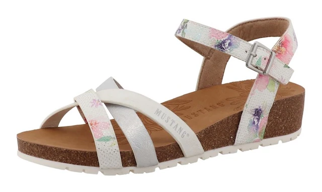 Mustang Shoes Sandalette »Magnolia« Riemchensandale, Sommerschuh mit modischem Druck