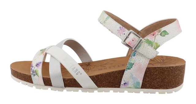 Mustang Shoes Sandalette »Magnolia« Riemchensandale, Sommerschuh mit modischem Druck