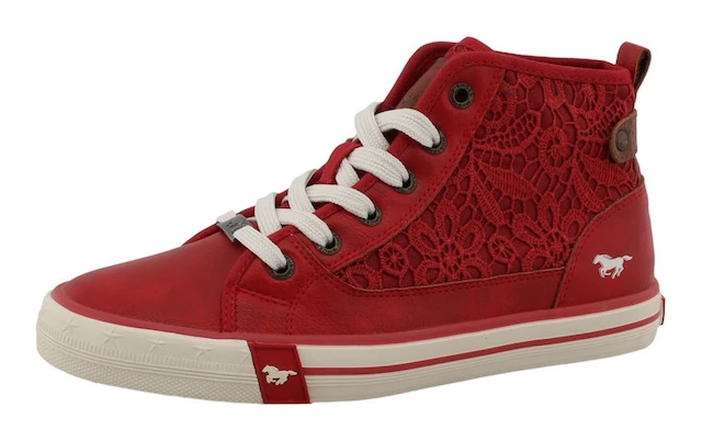 Mustang Shoes Sneaker »Winona« Schnürboots, High Top-Sneaker mit Blüten-Stickerei
