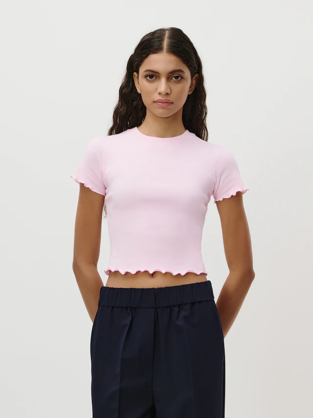 LeGer T-Shirt »Teresa, LeGer by Lena Gercke« mit Rippstruktur, kurze Form, slim fit